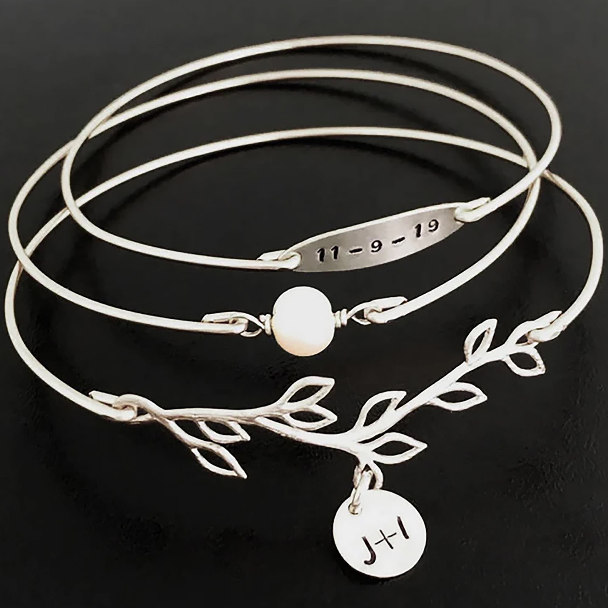 Sterling Silver Wedding Bracelets Wedding Day Jewelry Bride Personalized Bridal Shower Gift for Future Daughter in Law from Mother in Law