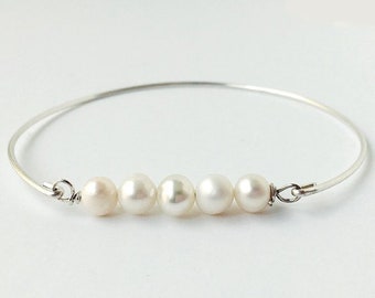 Cultured Fresh Water Pearl Bracelet Bridesmaid Gift Bride Women June Birthday Gift Her Bridal Bracelet June Birthday Jewelry Pearl Jewelry