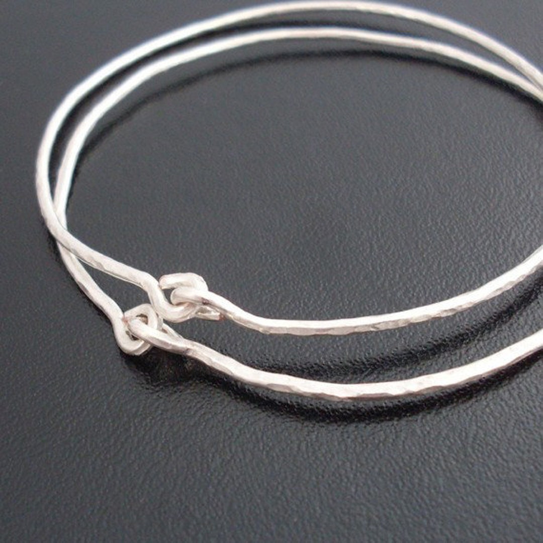 Hammered Bangle Bracelet Set, Two 2 Hammered Bracelets, Hand Crafted ...