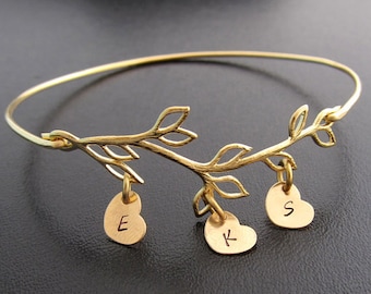 Cadeau personnalisé fête des mères de fille fils enfants mari idée cadeau unique maman et ses mères bijoux arbre généalogique bracelet avec initiales