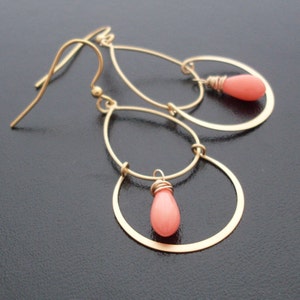 Pink Coral Chandelier Earrings For Women | Cute & Long Dangle Style | 925 Sterling Silver Fish Hook
