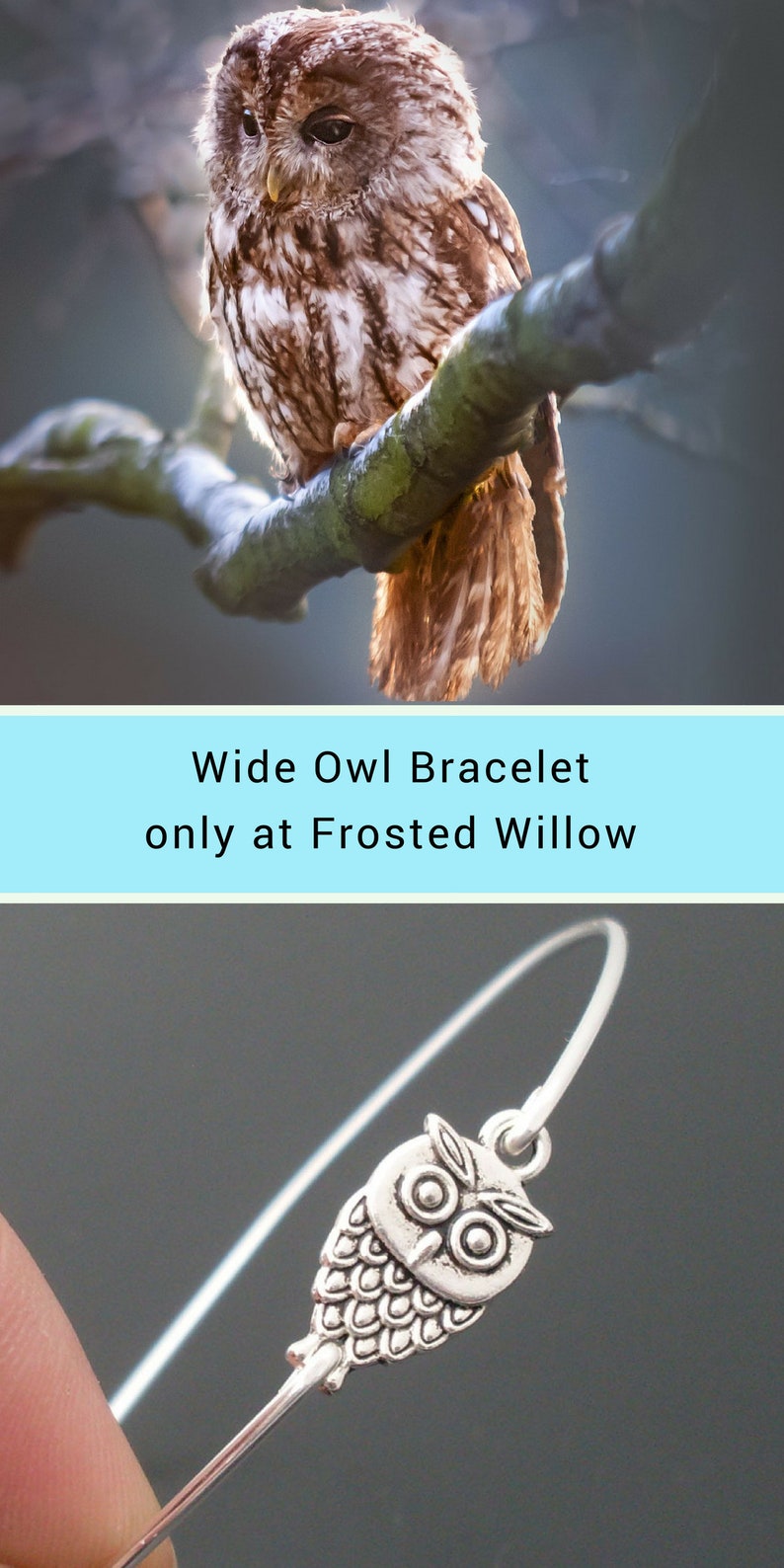 Mini Cute Owl Bracelet for Women Wise Owl Gift for Her Teacher Christmas Gift Idea Bird Lover Gift Women Owl Jewelry Bracelet Frosted Willow image 6