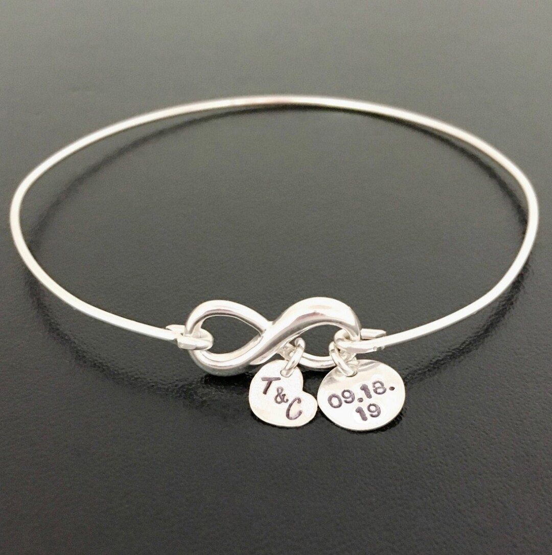 Pulsera de novia, pulsera infinita personalizada, regalo de madre, padre,  tía, suegra, dama de honor, mamá, papá a hija, regalo de plata esterlina 