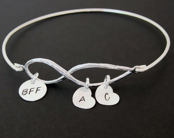 Set of 2 BFF Bracelets Bestie Bracelets Best Friend Bangles Best Friends Gifts Personalized Matching BFF Gifts for Her BFFS Birthday Gift
