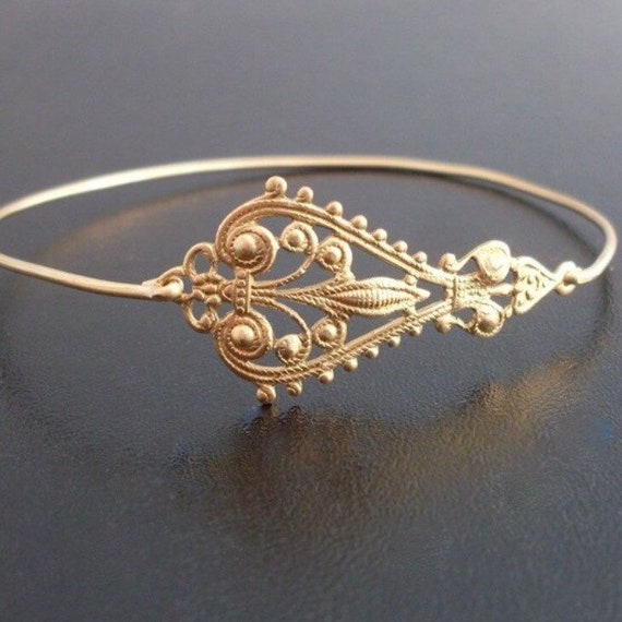 Filigree Bracelet Gold Tone Filigree Jewelry Boho Jewelry for Women Bohemian Bracelet Bohemian Jewelry Gold Tone Boho Bangle Filigree Bangle