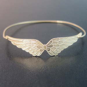 Double Wing Bracelet Gold Tone Patriotic Gift for Air Force Wife Gift Air Force Girlfriend Gift Airforce Mom Air Force Mom Gift Wing Jewelry image 1