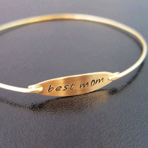 Mother Gift, Best Mom Bracelet, Best Mom Jewelry, Mothers Day Jewelry, Mothers Day Gift Idea, Mom Bangle Bracelet image 1