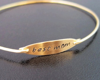 Mother Gift, Best Mom Bracelet, Best Mom Jewelry, Mothers Day Jewelry, Mothers Day Gift Idea, Mom Bangle Bracelet