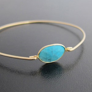 Turquoise Bracelet 14k Gold Filled Band Turquoise Bangle Turquoise Jewelry December Birthstone Jewelry Stabilized Turquoise Gemstone Bangle image 1