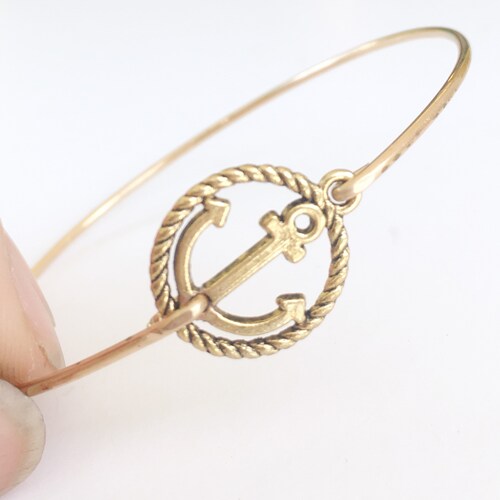 Rose Gold Anchor Bracelet for Women Nautical Bracelet Navy Mom Etsy