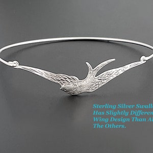 Bird Bracelet Silver Tone Swallow Bracelet Nature Inspired Jewelry Gift for Bird Lover Gift for Women Nature Gift for Her Bird Lover Jewelry Sterling Silver