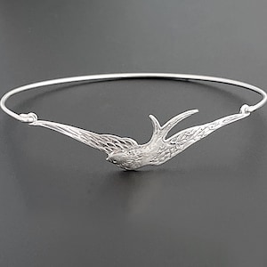 Sterling Silver Bird Bracelet Bangle for Women Bird Gift for Mom Grandma Teacher Nature Lover Gift for Her Nature Lover Jewelry Bird Jewelry