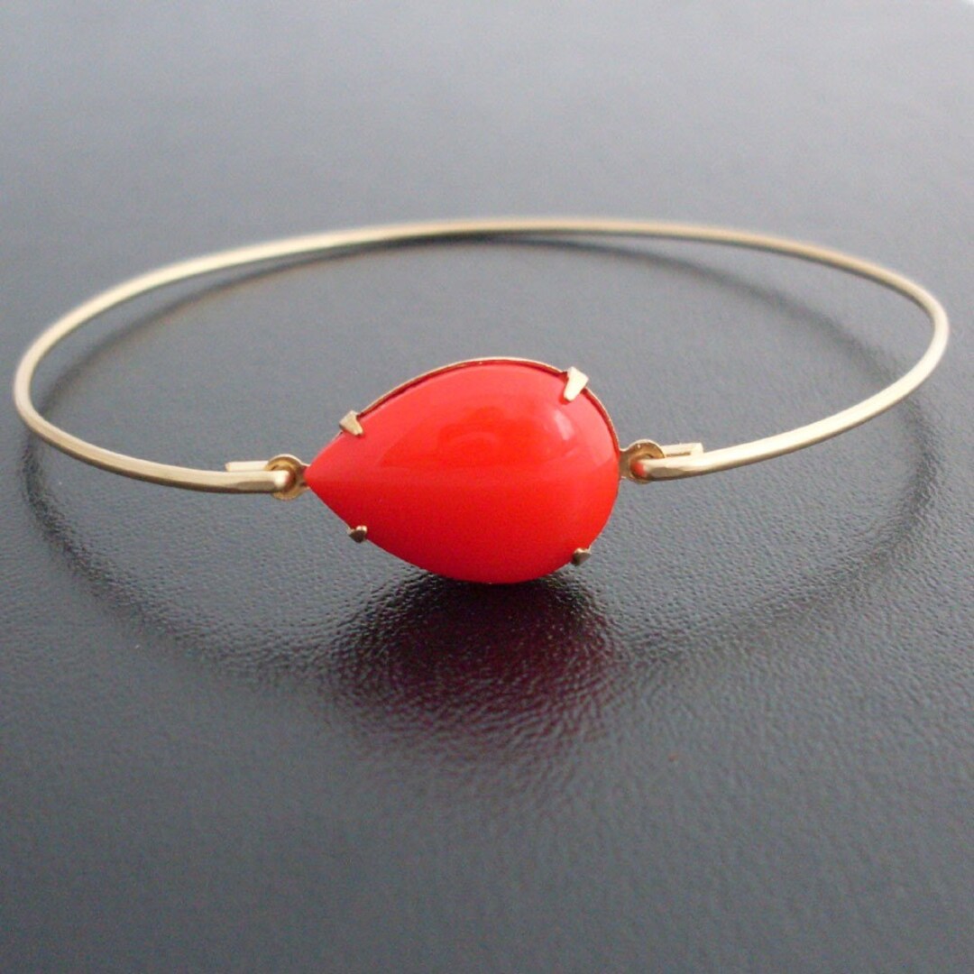 Red Bracelet Red and Gold Tone Bracelet, Red and Gold Tone Jewelry, Red ...