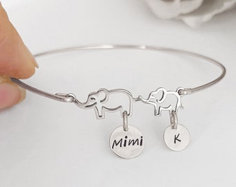 Mimi & Grandchild Elephant Bracelet Mimi Mothers Day Gift Jewelry Mimi Gift or First Time New Mimi from Baby Grandson Granddaughter Grandkid