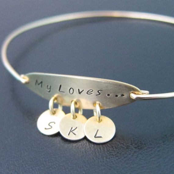 Personalized Mom Bracelet with Kids Initials Mother Day Etsy