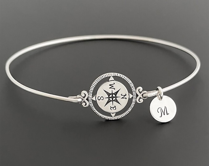 Personalized Graduation Gift for Her 2023 Graduation Bracelet for Daughter Sister Teen Girl Best Friend Women Sterling Silver Compass Bangle