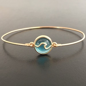 Sea Wave Bracelet, Blue Bangle, Ocean Wave Jewelry Ocean Gift Beach Wave Bangle Ocean Themed Jewelry Ocean Inspired Ocean Bridal Shower Gift image 1