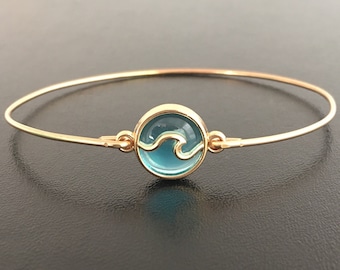 Sea Wave Bracelet, Blue Bangle, Ocean Wave Jewelry Ocean Gift Beach Wave Bangle Ocean Themed Jewelry Ocean Inspired Ocean Bridal Shower Gift