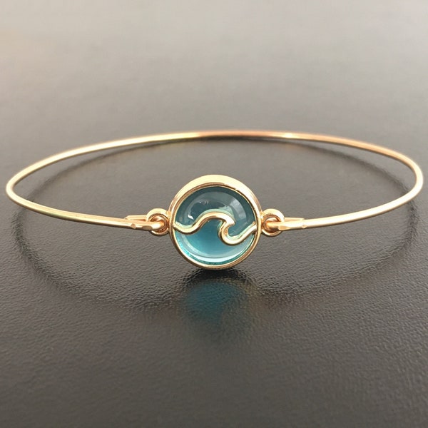 Sea Wave Bracelet, Blue Bangle, Ocean Wave Jewelry Ocean Gift Beach Wave Bangle Ocean Themed Jewelry Ocean Inspired Ocean Bridal Shower Gift