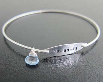 Quelque chose avec date, bracelet de mariée bleue, cadeau de mariée bleue, bracelet de mariage bleu, bijoux bleus, bracelet bleu, bijoux de cadeau de douche nuptiale