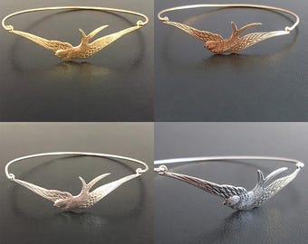 Swallow Bracelet Swallow Jewelry Bird Watcher Gift Mothers Day Bird Lover Gift Nature Lover Ornithology Gift Frosted Willow Swallow Bangle