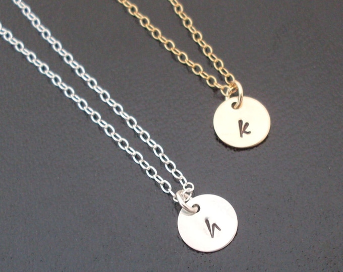 Mini Initial Necklace Personalized Necklace Monogram Necklace 14k Gold Filled Initial Necklace or Sterling Silver Initial Necklace Custom