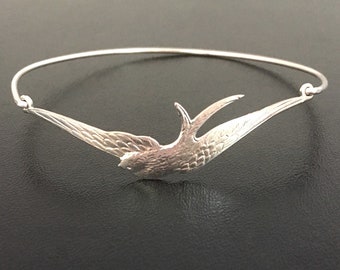 Bangle Bracelet Silver Tone Sparrow Bangle Bracelet for Women Bird Watcher Jewelry Nature Bracelet Nature Wedding Gift Bridesmaid Sparrow