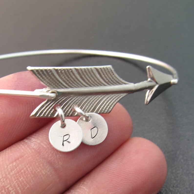 Arrow of Friendship Bracelet Best Friend Gift Customize with 2 3 4 5 Initial Charms Best Friend Valentines Day Gift Idea Bestfriend Bracelet image 1