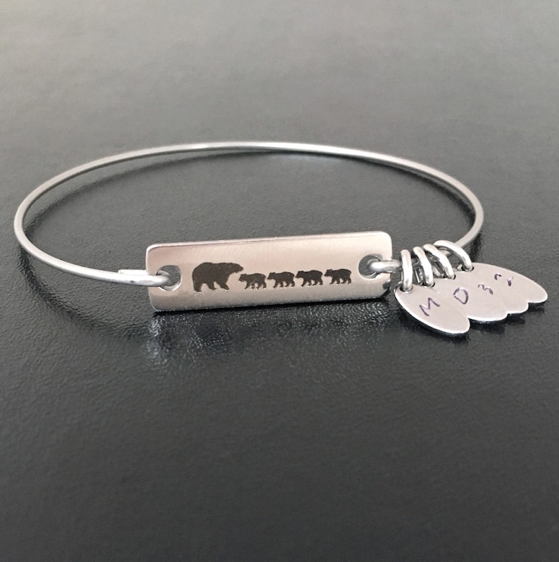 Mama Bear Bracelet with Charms Mom Jewelry Personalized Gift Mom Gift Idea Mothers Day Gift Mom Birthday Gift from Daughter Son Husband Kids image 2