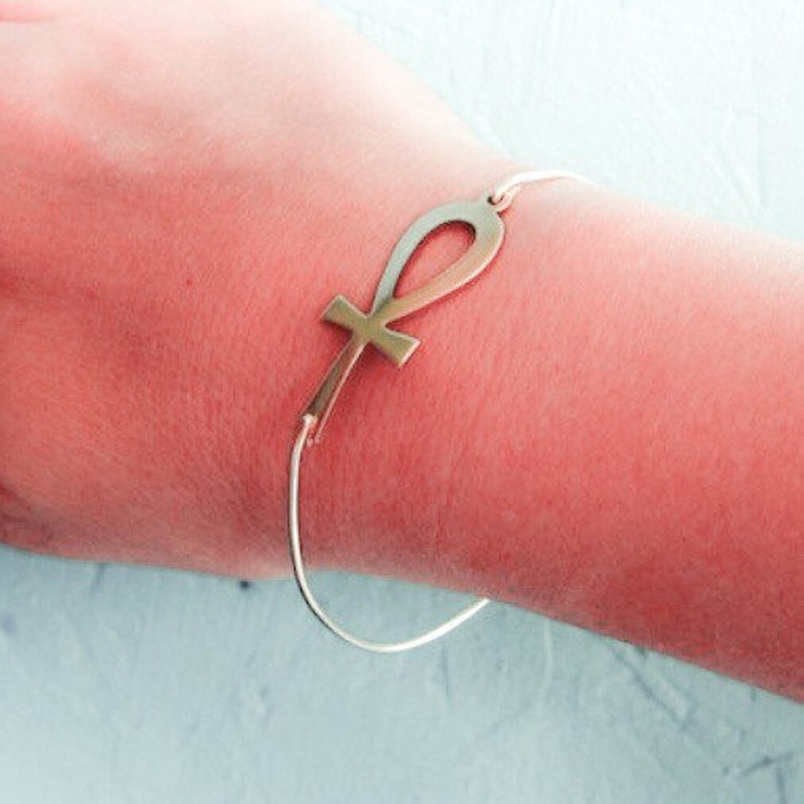 Ankh Bracelet Gold Tone Ankh Bangle Egyptian Ankh Egyptian Etsy