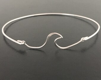 Sterling Silver Wave Bracelet Bangle Ocean Wave Jewelry Ocean Gift Beach Jewelry Ocean Themed Jewelry Inspired Ocean Themed Bridal Gift