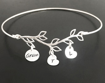 Gram Bracelet Custom Gram Gift Gram Mothers Day Gift Family Tree Bangle Grammy Gift Gramma Gift Grammie Gift Gram Birthday Gift Gram Jewelry
