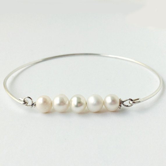 Designer Double Layer Pearl Bracelet Bangle Kit For Adults Silver