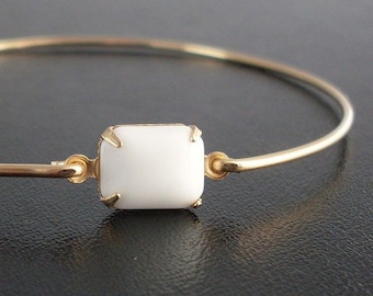 White Bracelet, White Jewelry, White Bangle Bracelet