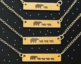 Mama Bear With Cubs Necklace Her Cute Christmas Gift Idea Mom of One Two Three Four Children Women Christmas Present Mother of 1 2 3 4 Kids