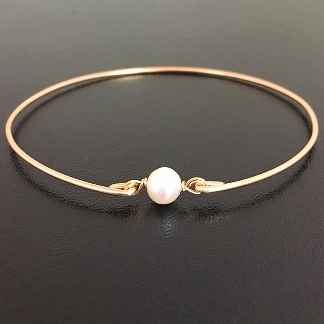 Cultured Freshwater Pearl Bracelet Dainty Pearl Bracelet Bangle Dainty ...