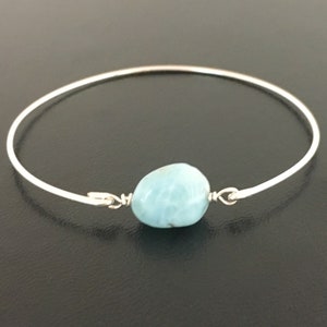 Larimar Bracelet for Women Light Blue Bracelet Larimar Gift Larimar Bangle Bracelet Nugget Jewelry Nugget Bracelet Blue Gemstone Bracelet