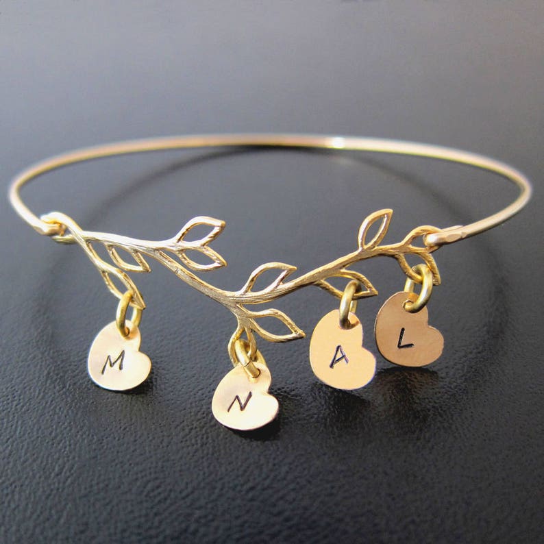 Family Tree Bracelet Custom Mothers Day Gift Idea Mom from Daughter Son Kids 1-9 Initial Charms Meaningful Gift Mom Wife Sister Grandma Her image 1