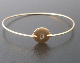 Personalized Bracelet Gold Plated Initial Bracelet Monogram Initial Bangle Hand Stamped Bracelet Custom Bracelet Bangle Stacking Bracelet