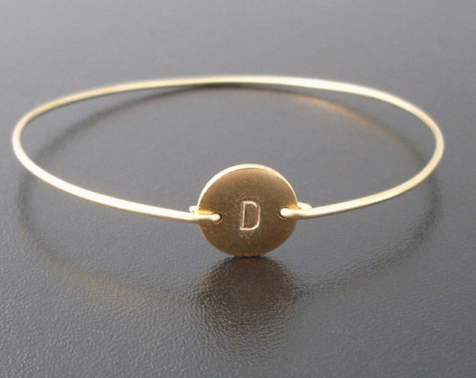 Personalized Bracelet Gold Plated Initial Bracelet Monogram Initial Bangle Hand Stamped Bracelet Custom Bracelet Bangle Stacking Bracelet