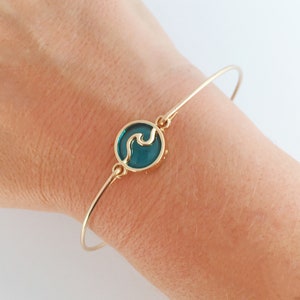 Sea Wave Bracelet, Blue Bangle, Ocean Wave Jewelry Ocean Gift Beach Wave Bangle Ocean Themed Jewelry Ocean Inspired Ocean Bridal Shower Gift image 2