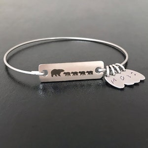 Mama Bear with 2 Cubs Wife Mother's Day Gift Mom of 2 Kids Boy Girl Son Daughter Mothers Day Bracelet Wife Gift from Husband Mother Two Kids image 4