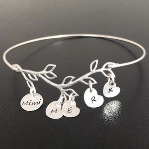 Family Tree Bracelet Custom Mothers Day Gift Idea Mom from Daughter Son Kids 1-9 Initial Charms Meaningful Gift Mom Wife Sister Grandma Her image 5