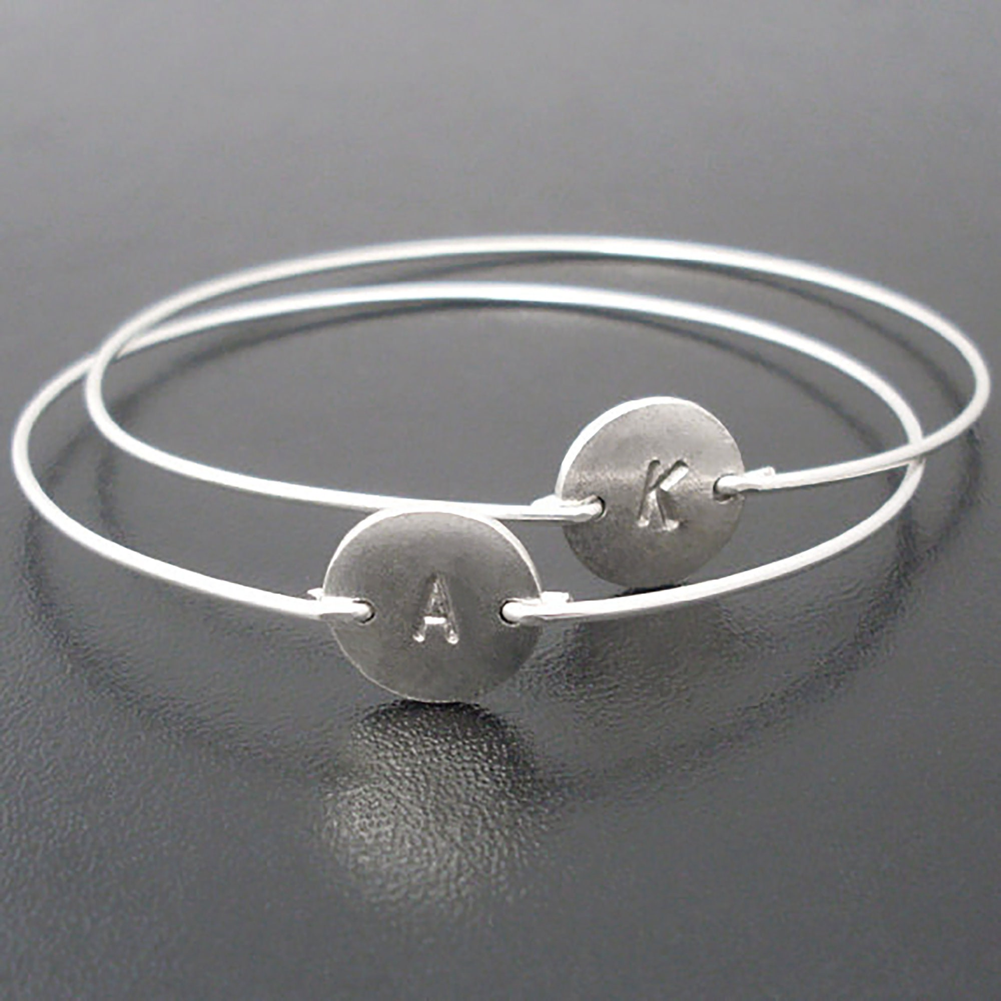 Two Tone Bracelet Two Tone Bangle Two Tone Jewelry Initial | Etsy