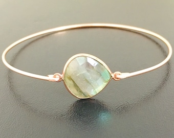 Labradorite Bracelet for Women 14k Rose Gold Filled Gift for Mom Labradorite Jewelry Gemstone Bangle Labradorite Bangle