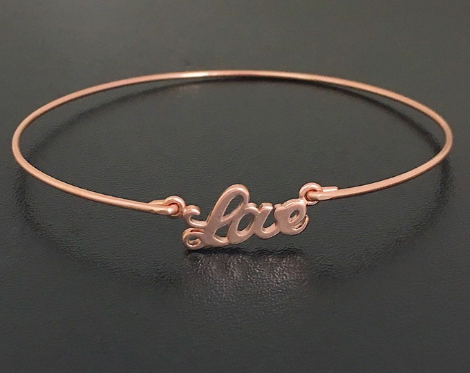 Love Bangle Bracelet for Women Rose Gold Plated Love Charm Bracelet Bridesmaid Gift Idea Rose Gold Bridesmaid Bracelet Bridesmaid Jewelry