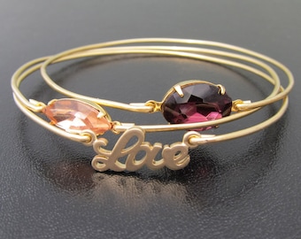 Love Bangle Bracelet Stack Valentines Day Bracelets for Her Romantic Jewelry Stacking Bangles Romantic Gift for Wife Girlfriend Bracelet Set