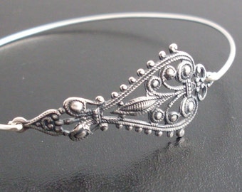 Bohemian Bangle Bracelet, Silver Bohemian Jewelry, Gypsy Jewelry, Gypsy Bracelet, Silver Bohemian Bracelet Bangle - Maylana