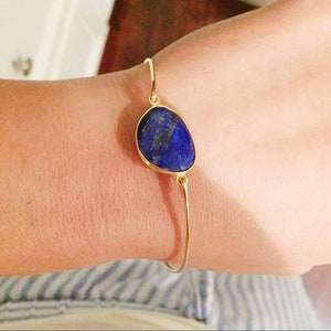 Lapis Lazuli Bracelet Lapis Lazuli Jewelry Blue Lapis Bracelet for Women Blue Lapis Jewelry Blue Gemstone Bracelet Blue Stone Bracelet Gift image 2