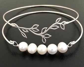 Bridesmaid Bracelet Set, Pearl Bridesmaid Set, Pearl Jewelry, Wedding Pearl Bracelet Set, Cultured Freshwater Pearl Bridesmaid Jewelry